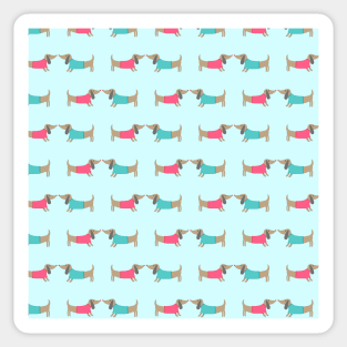 Cute dog lovers in mint background Sticker